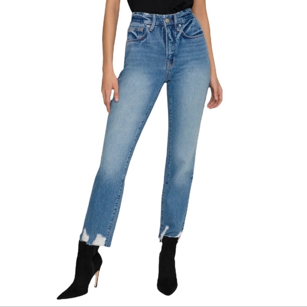 Good American Good Vintage High Waist Straight Leg Jeans in BLUE641